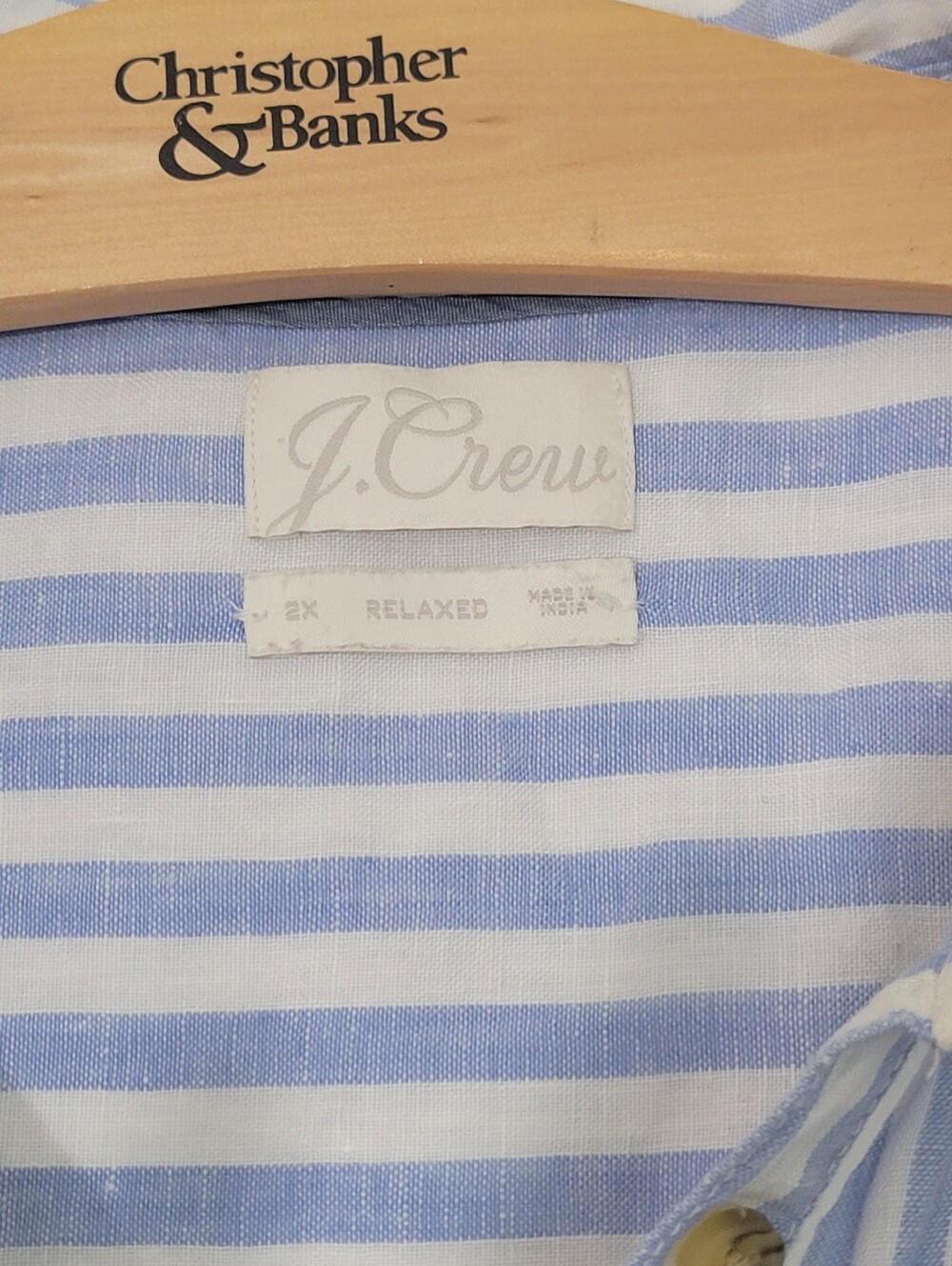 J Crew Relaxed Short-Sleeve Baird McNutt Irish Linen Shirt Stripe Plus Size 2x - Picture 5 of 9